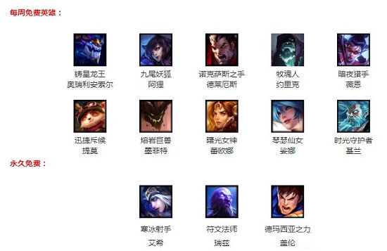 2017英雄联盟7月28日最新周免英雄公告