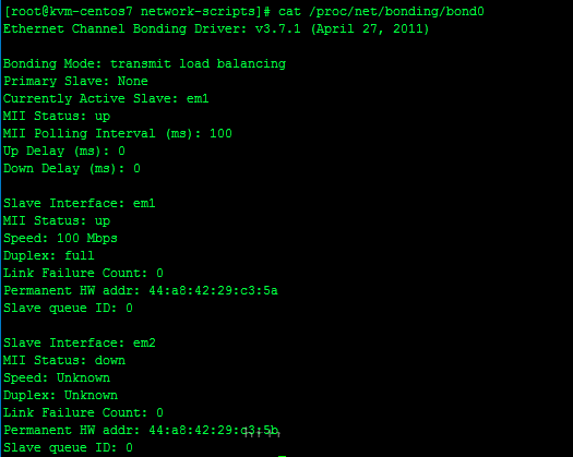 在CentOS7中怎么配置NIC绑定方法